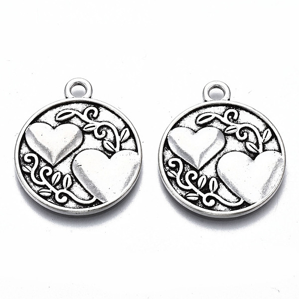 

PandaHall Tibetan Style Alloy Pendants, Lead Free & Cadmium Free, Flat Round with Heart & Word, Antique Silver, 28.5x24x2mm, Hole: 2.5mm...