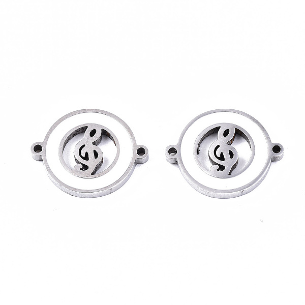 

PandaHall 304 Stainless Steel Enamel Links Connectors, Laser Cut, Flat Round with Musical Note, White, Stainless Steel Color, 14.5x18.5x2mm...