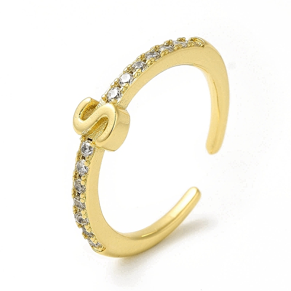 

PandaHall Clear Cubic Zirconia Initial Letter Open Cuff Ring, Real 18K Gold Plated Brass Jewelry for Women, Cadmium Free & Nickel Free &...