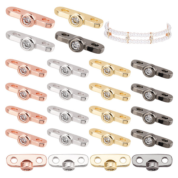 

PandaHall AHANDMAKER 24 Pcs Brass Micro Pave Cubic Zirconia Connector Charms, 4 Colors Small Oval Link Connectors Pendant for DIY Jewelry..., Clear