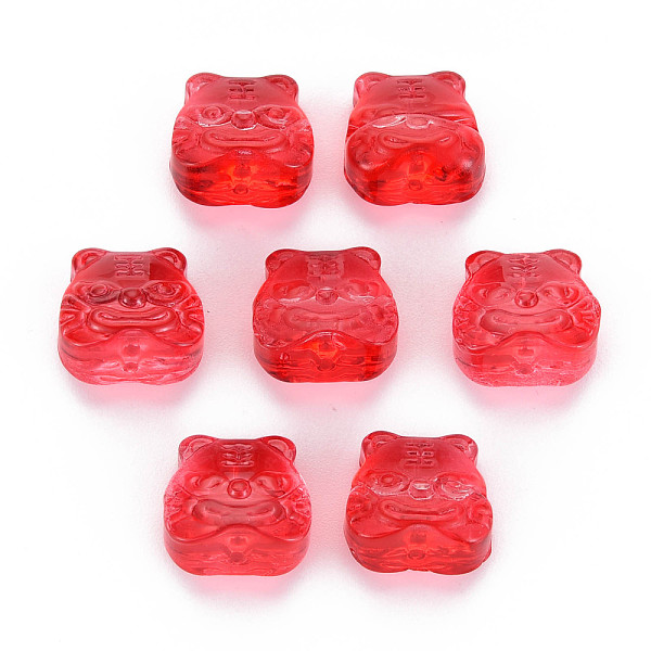 

PandaHall Transparent Glass Beads, Chinese Zodiac Signs Tiger, Red, 11.5x12x8mm, Hole: 1mm Glass 12 Chinese Zodiac Signs Red