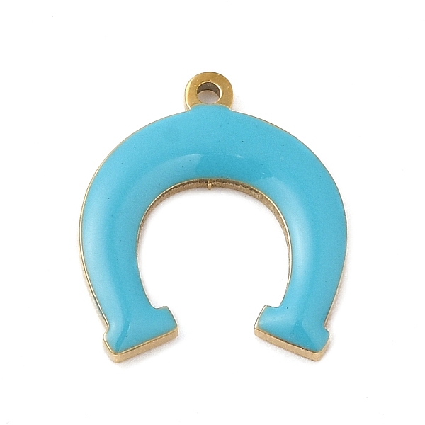 

PandaHall 304 Stainless Steel Charms, with Enamel, Real 14K Gold Plated, Horseshoe Charm, Deep Sky Blue, 11.6x10x1.3mm, Hole: 0.8mm...