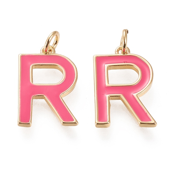 

PandaHall Brass Enamel Pendants, with Jump Ring, Long-Lasting Plated, Real 18K Gold Plated, Letter.R, Hot Pink, Letter.R, R: 18x11.5x1.8mm...