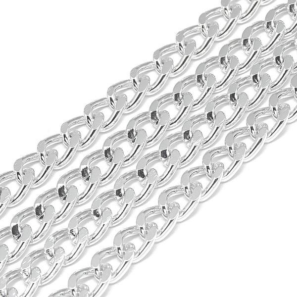 

PandaHall Unwelded Aluminum Curb Chains, Silver, 7x5x1.4mm Aluminum Silver
