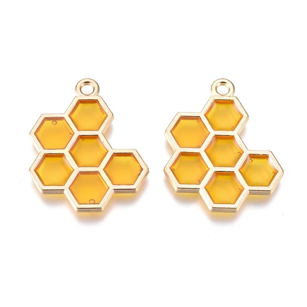 

PandaHall Alloy Pendants, with Enamel, Honeycomb, Golden, Gold, 21x17x1.5mm, Hole: 1.6mm Alloy+Enamel Others Gold