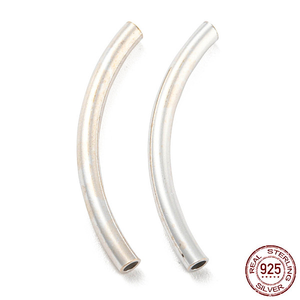 

PandaHall 925 Sterling Silver Tube Beads, Curved Tube, Silver, 26x6x2mm, Hole: 1.4mm Sterling Silver Tube