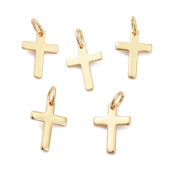 

PandaHall Brass Pendants, Long-Lasting Plated, Cross, Real 18K Gold Plated, 12.5x9x1mm, Hole: 3.2mm Brass Cross
