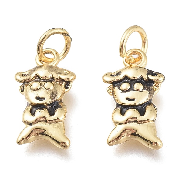 

PandaHall Brass Charms, with Jump Rings, Long-Lasting Plated, Boy, Antique Golden, 14.5x8x2.5mm, Hole: 3.5mm Brass Human
