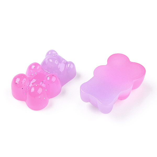 

PandaHall Gradient Color Opaque Resin Cabochons, with Glitter Powder Bear, Violet, 17.5x11x6.5mm Resin Bear Purple