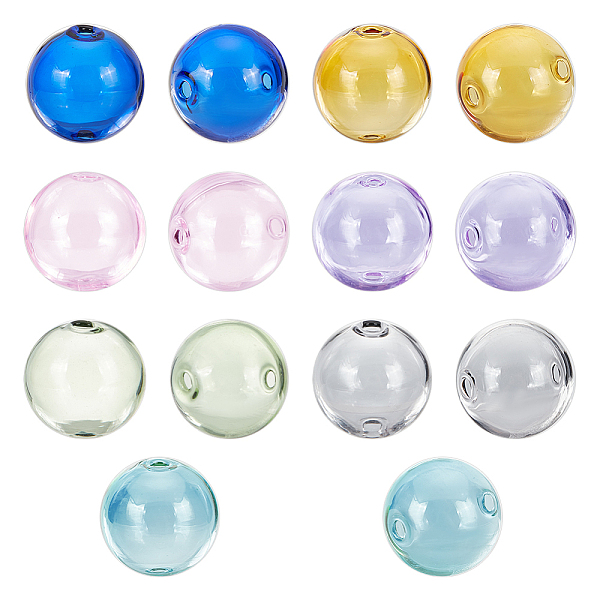

PandaHall 14Pcs 7 Colors Transparent Blow High Borosilicate Glass Globe Beads, Round, for DIY Wish Bottle Pendant Glass Beads, Mixed Color..., Multicolor