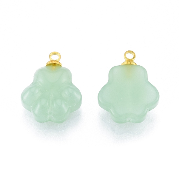 

PandaHall Glass Pendants, with Golden Tone Alloy Findings, Footprint, Dark Sea Green, 17.5x13x4.5mm, Hole: 1.6mm Alloy+Glass Others