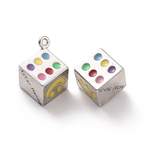 

PandaHall Alloy Pendant with Enamel, Dice Charm, Antique Silver, 26x18.5x16mm, Hole: 2mm Alloy+Enamel Dice