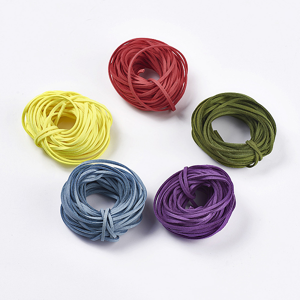 

PandaHall Faux Suede Cord, Random 3 Color, Mixed Color, 3x1mm, about 10m/color Faux Suede Multicolor