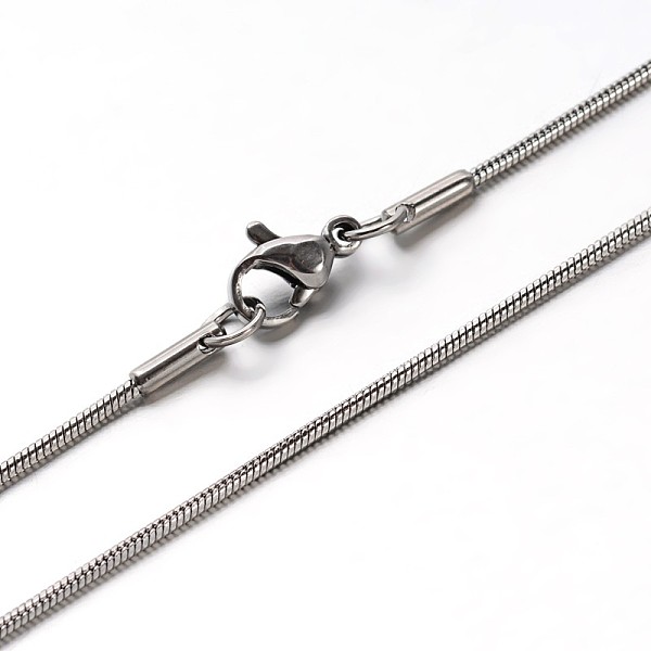 

PandaHall 304 Stainless Steel Snake Chains Necklaces, with Lobster Clasps, Stainless Steel Color, 23.7 inch(60.2cm), 1.2mm 304 Stainless...