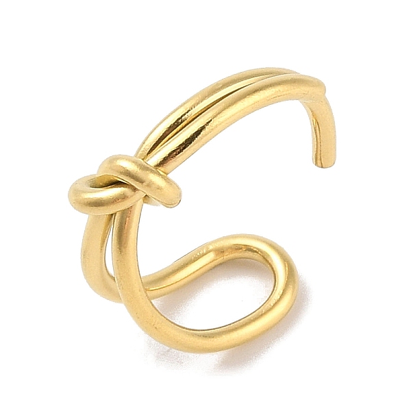 

PandaHall Simple Knotted 304 Stainless Steel Open Cuff Ring for Women Men, Real 18K Gold Plated, 10.5mm 304 Stainless Steel