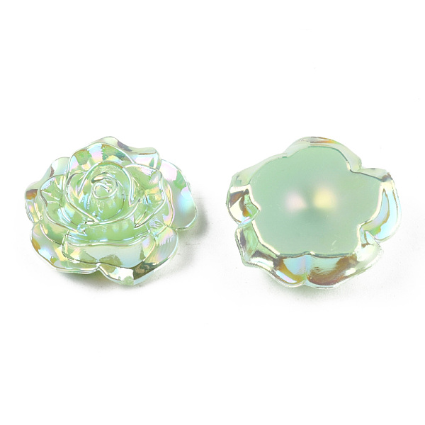 

PandaHall Opaque ABS Plastic Cabochons, AB Color Plated, Rose, Aquamarine, 24x23.5x9mm ABS Plastic Flower Green