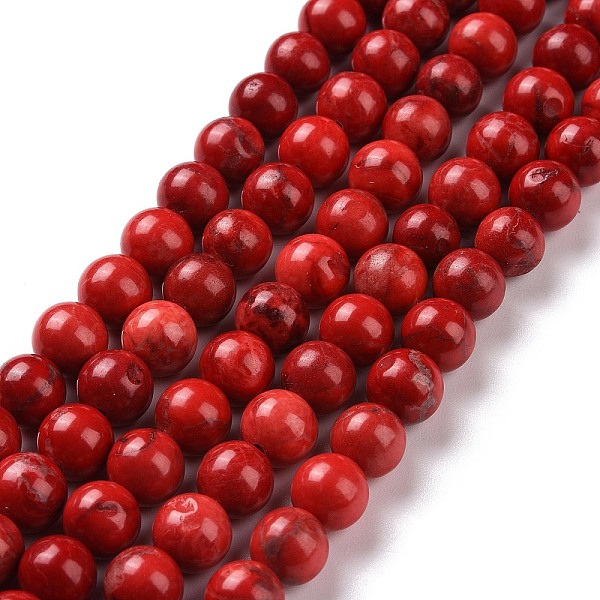 

PandaHall Natural Howlite Beads, Dyed, Round, Red, 8mm, Hole: 1mm, about 47pcs/strand, 15.5 inch Howlite Round Red