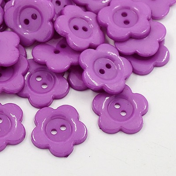 

PandaHall Acrylic Sewing Buttons for Costume Design, Plastic Buttons, 2-Hole, Dyed, Flower Wintersweet, Dark Orchid, 16x2mm, Hole: 1mm..., Purple