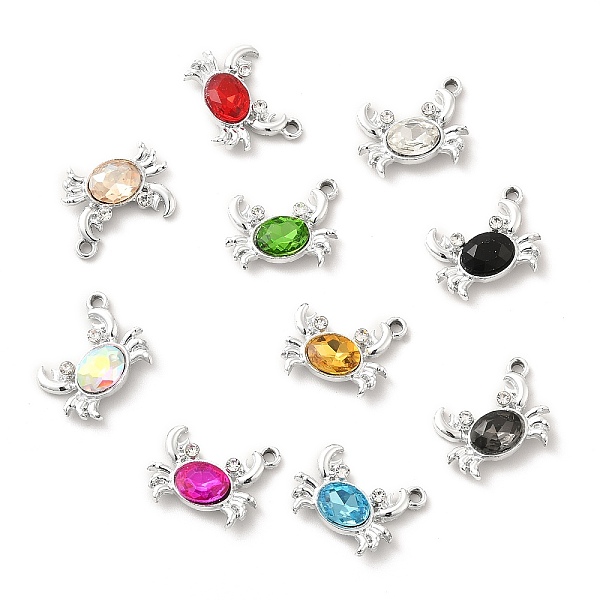 

PandaHall UV Plating Alloy Pendants, with Crystal Rhinestone and Glass, Platinum, Crab Charms, Mixed Color, 14x19x4mm, Hole: 2mm Alloy+Glass..., Multicolor