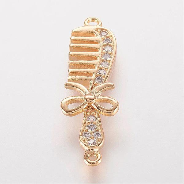 

PandaHall Brass Micro Pave Cubic Zirconia Links, Comb, Mixed Color, 26x8.5x3mm, Hole: 1mm Brass+Cubic Zirconia
