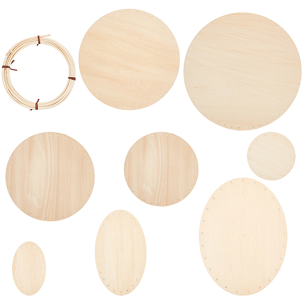 

PandaHall 1 Set Wooden Knitting Crochet Bottoms Set, Round & Oval, and 1 Buddle Rattan Sticks, Antique White, Crochet Bottom...