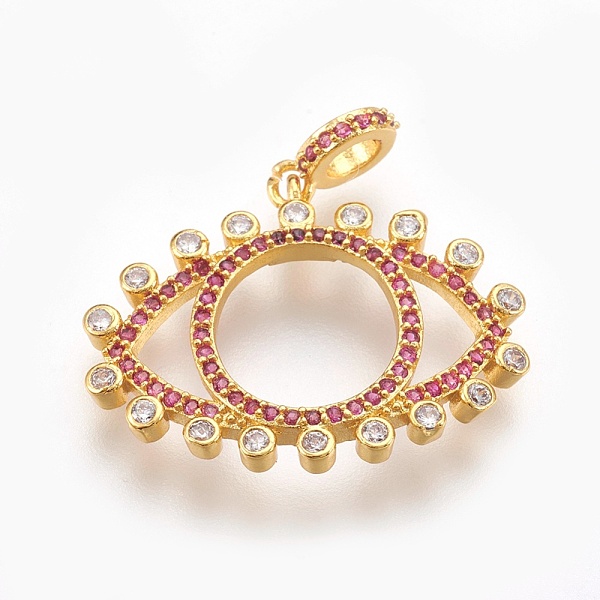 

PandaHall Brass Micro Pave Cubic Zirconia Pendants, Long-Lasting Plated, Eye, Lead Free & Nickel Free & Cadmium Free, Hot Pink, Real 18K...