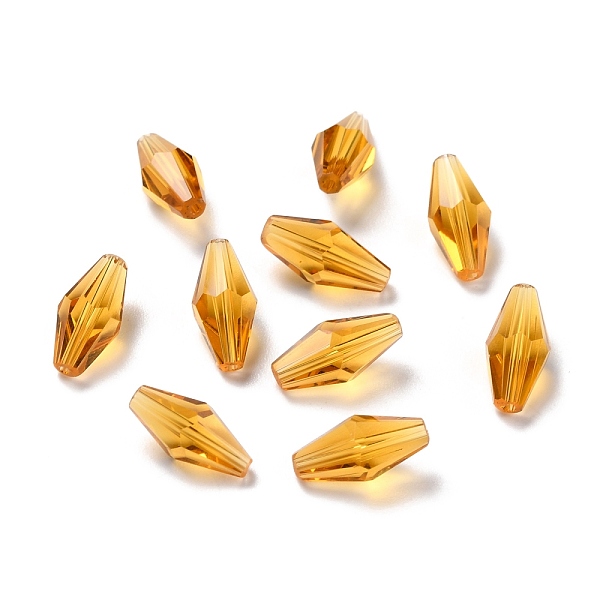 PandaHall Transparent Glass Beads, Faceted, Bicone, Goldenrod, 12x6mm, Hole: 1mm Glass Bicone Gold