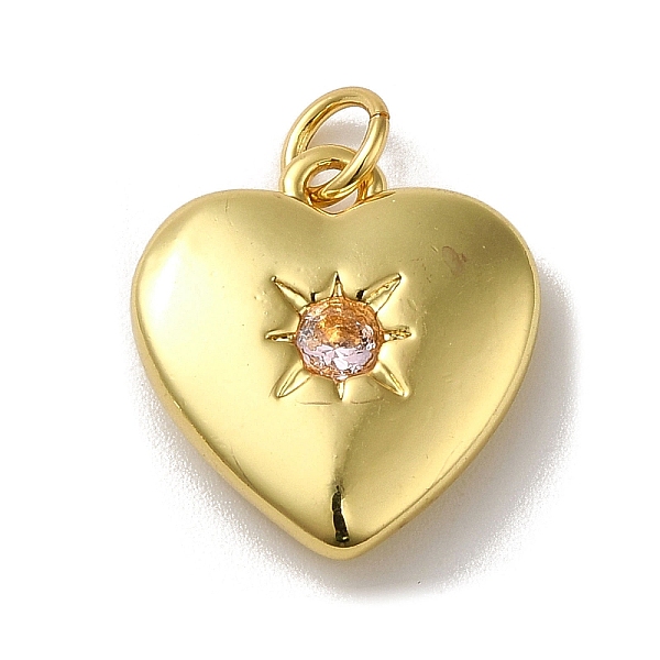 

PandaHall Rack Plating Brass Micro Pave Cubic Zirconia Pendants, Cadmium Free & Lead Free, Heart, Navajo White, 17x15.5x4mm, Hole: 3mm...