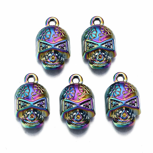

PandaHall Rainbow Color Alloy Pendants, Cadmium Free & Lead Free, Skull, 20x11.5x6mm, Hole: 1.8mm Alloy Skull