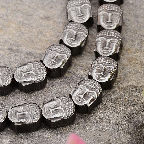 

PandaHall Electroplated Buddha Non-magnetic Synthetic Hematite Bead Strands, Black Plated, 8x7x4mm, Hole: 1mm, about 49pcs/strand, 15.9 inch...