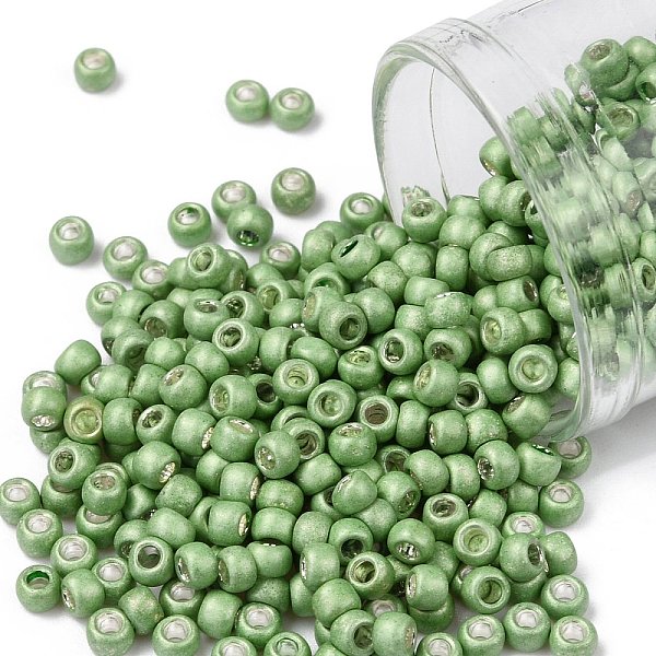 

PandaHall TOHO Round Seed Beads, Japanese Seed Beads, Frosted, (560F) Matte Galvanized Kiwi, 8/0, 3mm, Hole: 1mm, about 220pcs/10g Glass..., Green