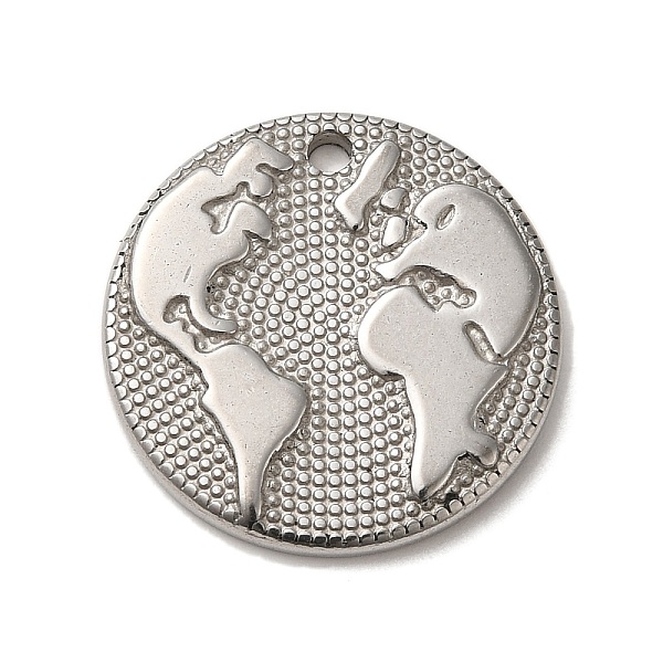 

PandaHall 304 Stainless Steel Pendants, Flat Round with Map Charms, Stainless Steel Color, 20x2mm, Hole: 1.8mm 304 Stainless Steel Map