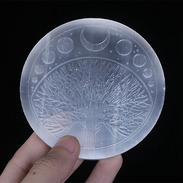 

PandaHall Natural Selenite Charging Plate, Healing Stones Ornaments for Home Office Table Decoration, Tree, 100mm Selenite Tree