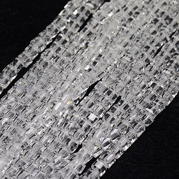 

PandaHall Glass Beads Strands, Faceted, Cube, Clear, 5~6x5~6x5~6mm, Hole: 1mm, 95~100pcs/strand, 54~57cm, about 99pcs/strand, 21 inch Glass...