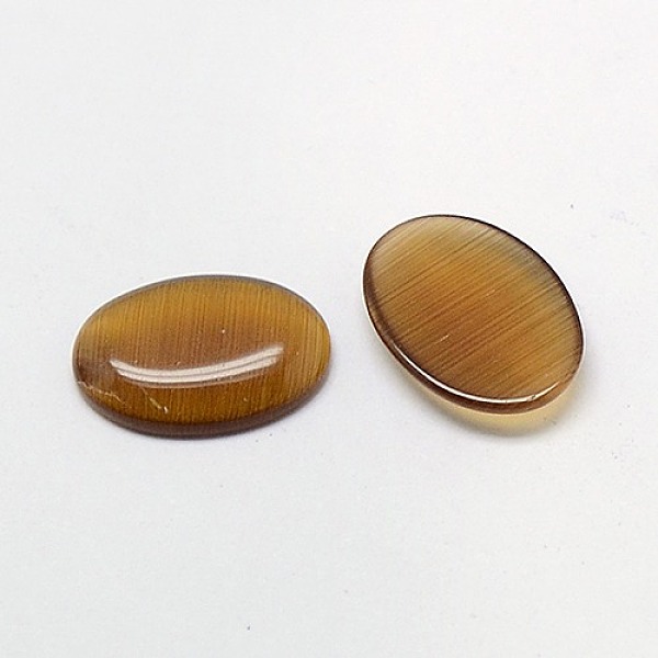 

PandaHall Cat Eye Cabochons, Oval, Saddle Brown, 18x13x2.5~3.5mm Glass Oval Brown