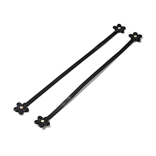

PandaHall Flower End Cowhide Leather Sew On Bag Handles, with Brass Findings, Bag Strap Replacement Accessories, Black, 42.3x3.7x0.75cm...