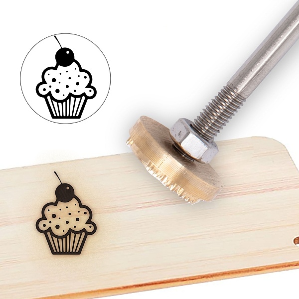 PandaHall Stamping Embossing Soldering Brass with Stamp, for Cake/Wood, Food Pattern, 30mm Brass Food