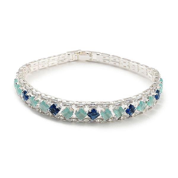 

PandaHall Rack Plating Brass Rhombus Link Bracelet, Cubic Zirconia Tennis Bracelets, Long-Lasting Plated, Cadmium Free & Lead Free, Silver..., Multicolor