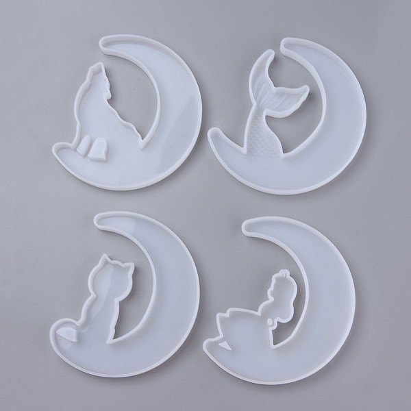 

PandaHall DIY Food Grade Silicone Moon Molds Sets, Baking Molds, Chocolate, Candy, Biscuits, UV Resin & Epoxy Resin Jewelry Making, Mixed..., White