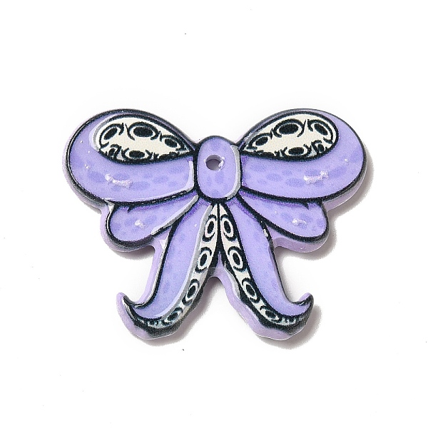 

PandaHall Printed Acrylic Pendants, Octopus Theme Charm, Bowknot Pattern, 26x33x2.5mm, Hole: 1.6mm Acrylic Bowknot Purple