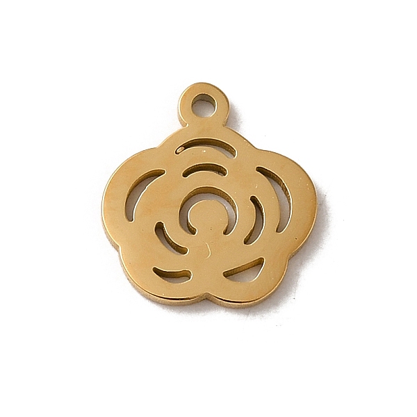 

PandaHall 304 Stainless Steel Charms, Laser Cut, Flower Charm, Real 14K Gold Plated, 11.5x10.5x1mm, Hole: 1mm 304 Stainless Steel Flower