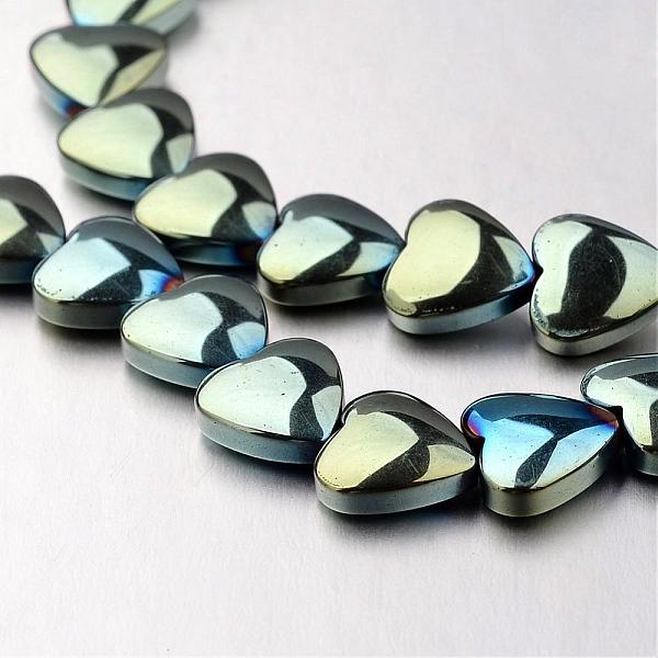 

PandaHall Electroplate Non-magnetic Synthetic Hematite Bead Strands, Heart, Green Plated, 8x8x3mm, Hole: 0.7mm, about 55pcs/strand, 15.7...