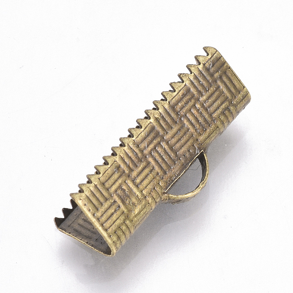 

PandaHall Brass Ribbon Crimp Ends, Rectangle, Antique Bronze, 8x20mm, Hole: 1.5x5mm Brass