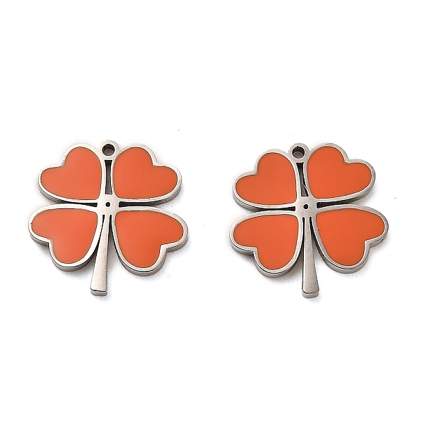 

PandaHall 304 Stainless Steel Enamel Charms, Stainless Steel Color, Heart Clover Charms, Chocolate, 15x15x1.5mm, Hole: 1mm Stainless..., Brown