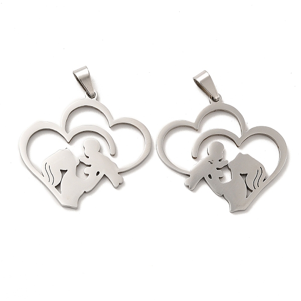 

PandaHall Mother's Day 201 Stainless Steel Pendants, Mother with Baby, Hollow Heart Charms, Stainless Steel Color, 30x31x1.4mm, Hole...