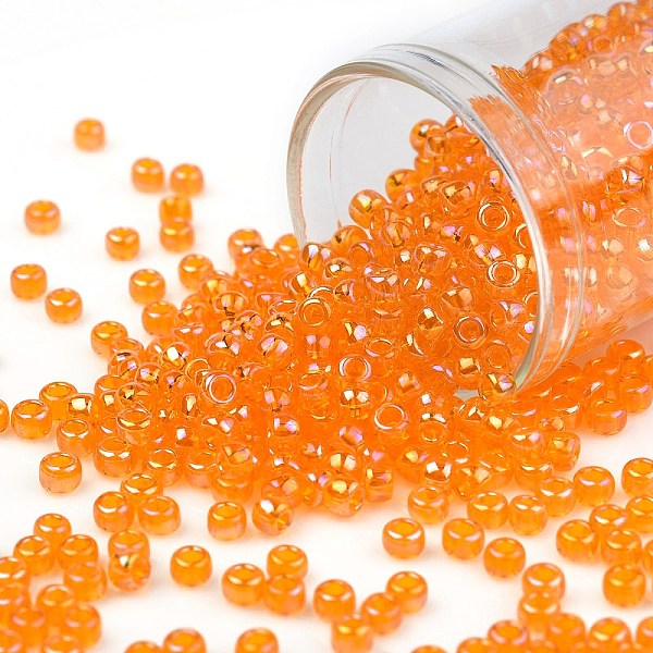 

PandaHall TOHO Round Seed Beads, Japanese Seed Beads, (174) Transparent AB Light Hyacinth, 8/0, 3mm, Hole: 1mm, about 222pcs/10g Glass..., Orange