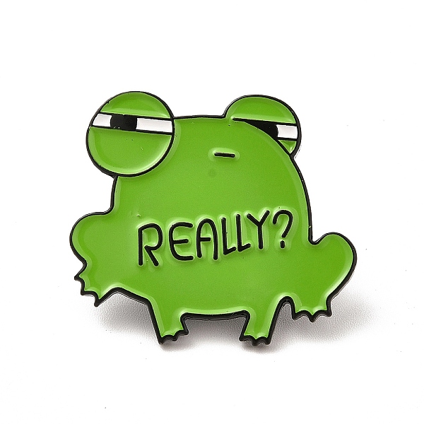 

PandaHall Frog with Word Really Enamel Pin, Electrophoresis Black Alloy Animal Brooch for Clothes Backpack, Green, 27x30.5x2mm Alloy+Enamel...