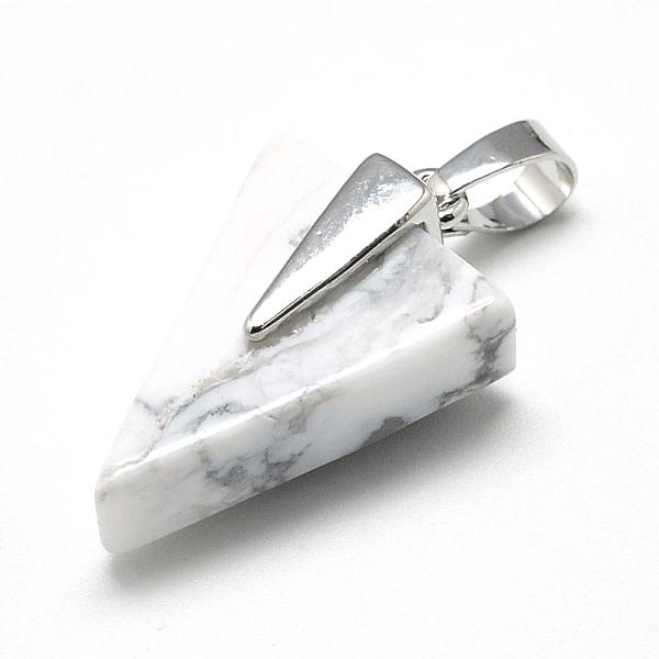 

PandaHall Natural Howlite Pendants, with Brass Findings, Triangle, Platinum, 27x17x10mm, Hole: 5x7mm Howlite Triangle