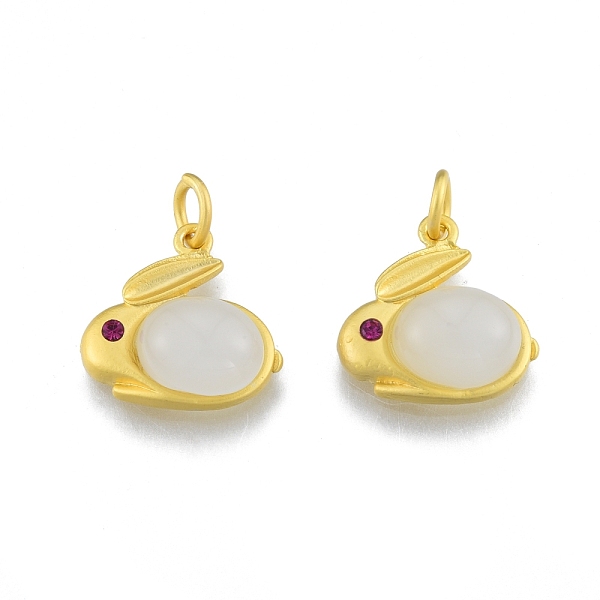 

PandaHall Alloy Glass Charm, with Rhinestone, Matte Gold Color, Rabbit, Matte Gold Color, 16x16x6mm, Hole: 4mm Alloy+Glass Rabbit White