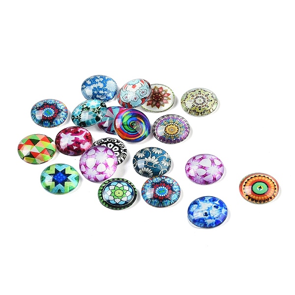 

PandaHall Glass Cabochons, Marble Pattern, Half Round/Dome, Mixed Color, 12x4mm Glass Half Round Multicolor